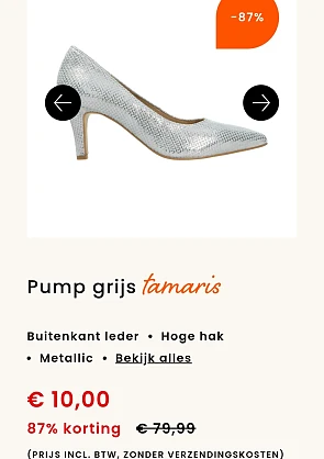 Pump grijs tamaris -87% bij berca.be