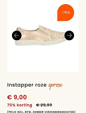 Instapper roze sprox -70% bij berca.be
