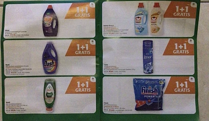Comarkt, vaatwas en wasproducten 1+1
