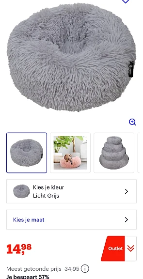 District 70 FUZZ - Hondenmand Comfortabel en Zacht Pluche - Lichtgrijs - Small Ø 45 cm -57% bij bol.com