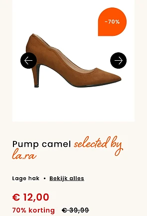 Collect&go Pump camel selected by la.ra Lage hak -70% bij berca.be