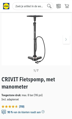 CRIVIT Fietspomp, met manometer