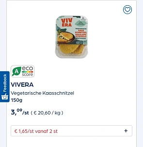 Collect&go VIVERA Vegetarische Kaasschnitzel 150g