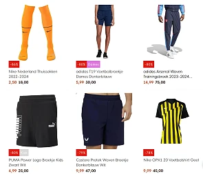 Tot 80% korting op de website van voetbalshop
