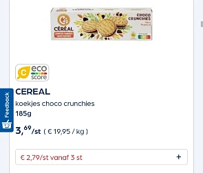 Collect&go CEREAL koekjes choco crunchies 185g
