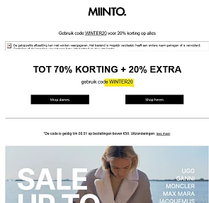 Tot -70% en nog eens -20% extra bij MIINTO