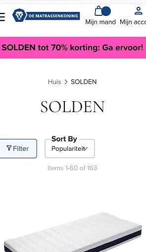 Matrassenkoning solden tot 70%