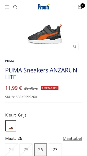 Puma sneakers aan 11,99€