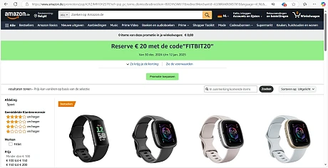 €20 korting bij aankoop van een fitbit op amazon.de