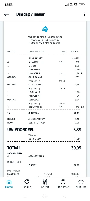 Aankoop ah €3,39 korting