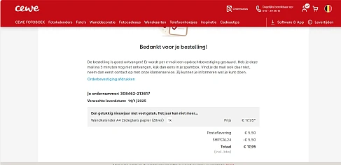 CEWE fotokalender gratis verzending