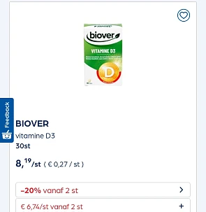 Collect&go BIOVER vitamine D3 30st