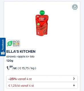 Collect&go ELLA'S KITCHEN strawb.-apple.4+ bio 120g