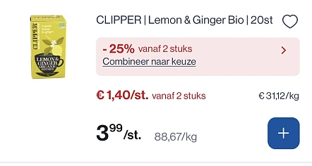 Clipper lemon&ginger in promo
