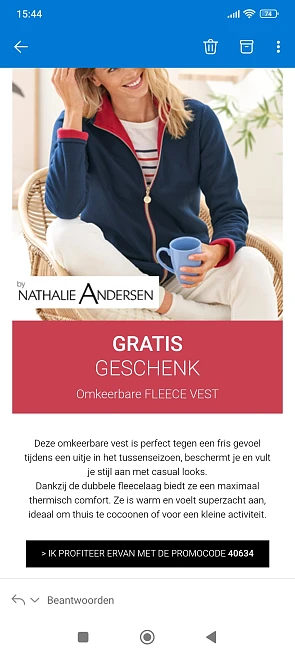 Gratis fleece vest bij damart