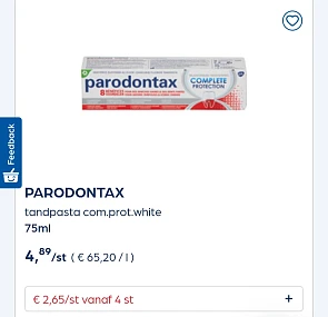 Collect&go PARODONTAX tandpasta com.prot.white 75ml