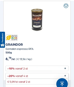 Collect&go GRAINDOR Gemalen espresso RFA 500g
