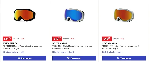 Skibrillen tot 77% korting
