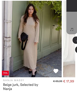Beige jurk 70% korting