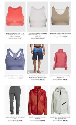 Adidas performance, Adidas golf & Adidas terrex