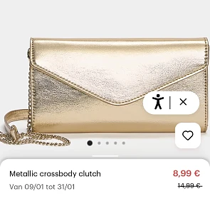 Crossbody clutch met metallic effect, lange ketting en klepsluiting. -40% op pullandbear.com