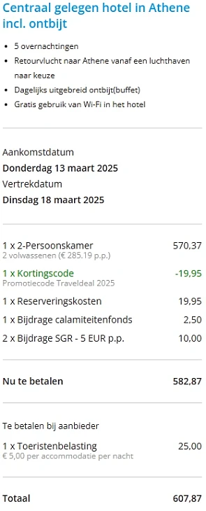 6 dagen Athene voor € 303,94 p.p. (inclusief vlucht & ontbijt)
