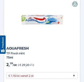 Collect&go AQUAFRESH TP Fresh mint 75ml