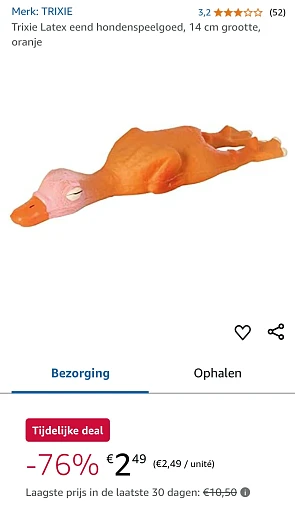 Trixie Latex eend hondenspeelgoed, 14 cm grootte, oranje -76% bij amazon.com.be