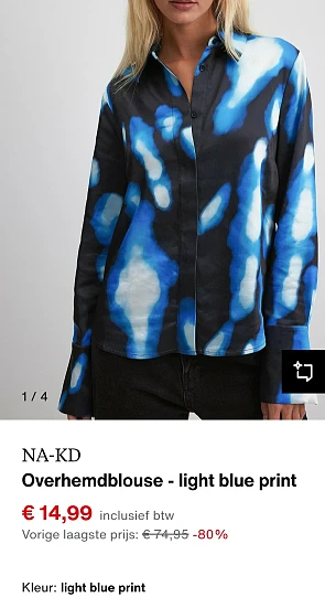 Na-kd Overhemdblouse - light blue print -80% op zalando.be
