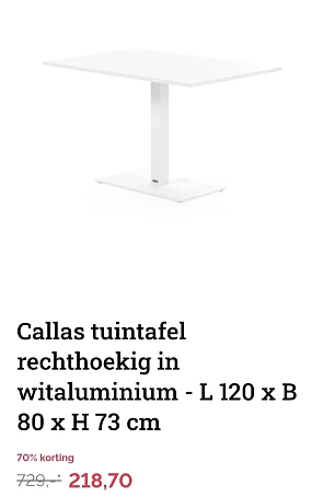 Callas tuintafel rechthoekig -70%