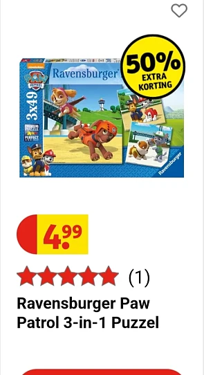 Ravensburger Paw Patrol 3-in-1 Puzzel -50% op kruidvat.be