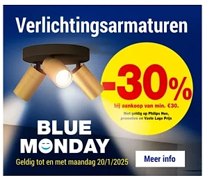 30% korting op verlichtingsarmaturen
