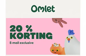 20% korting op alles bij Omlet