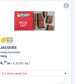 Collect&go JACQUES melkchocolade 180g