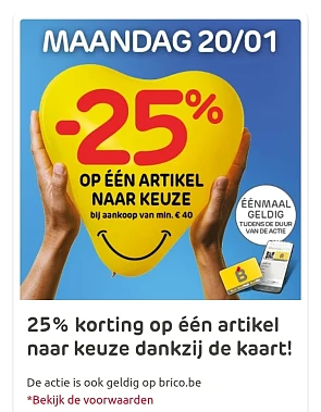 25% korting Brico