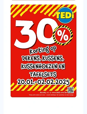 30% korting op dekens, kussens, kussenovertrekken en placemats