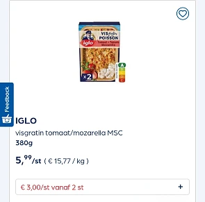 Collect&go IGLO visgratin tomaat/mozarella MSC 380g