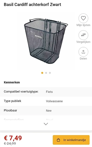 Basil Cardiff achterkorf Zwart -70%