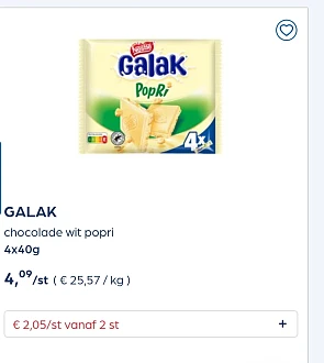 Collect&go GALAK chocolade wit popri 4x40g