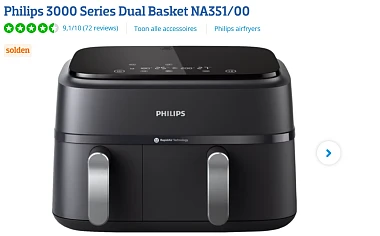 Philips 3000 Series Dual Basket met €61 korting bij Coolblue