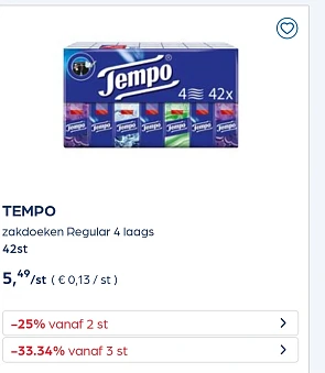 Collect&go TEMPO zakdoeken Regular 4 laags 42st