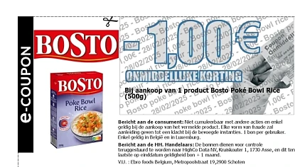 1€ korting op Bosto Poke Bowl Rice