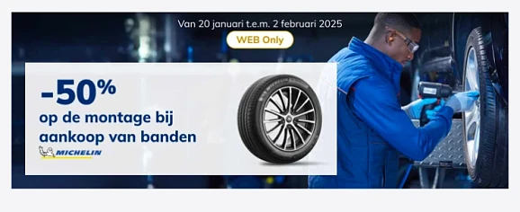 -50% op de montage bij aankoop van Michelin banden