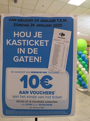 Ontvang 10€ voucher bij ankoop of 50€ in Carrefour Hyper