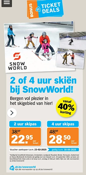 Snowworld Albert heyn actie