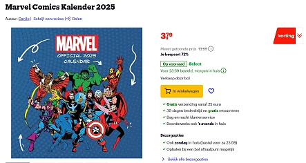 Marvel Comics Kalender 2025 €2,84 bij Bol