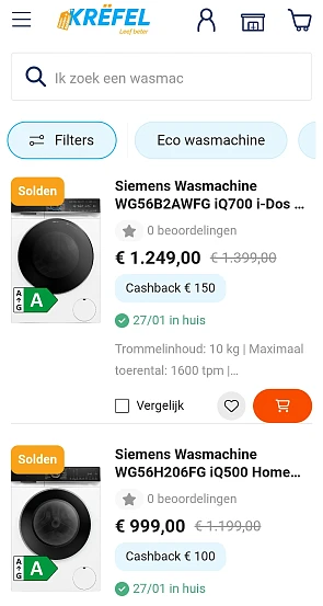 Krëfel cashback tot €150 Siemens