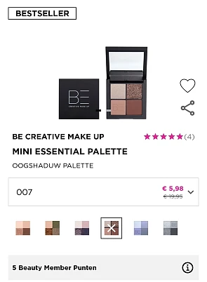 0,98€ betaald voor oogschaduw
