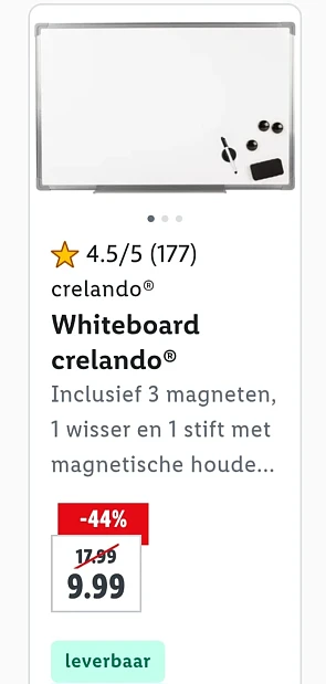 Whiteboard crelando -44% op lidl.be