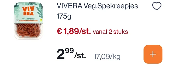 Colruyt vivera Veg.Spekreepjes 175g